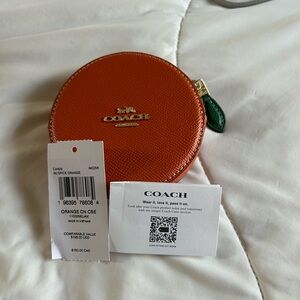 Coach Spice Orange Leather Coin Case